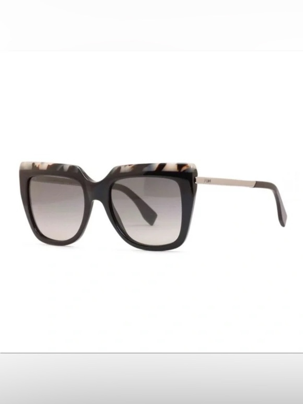 Fendi Black and Tortoiseshell Oversized Square Women's Sunglasses